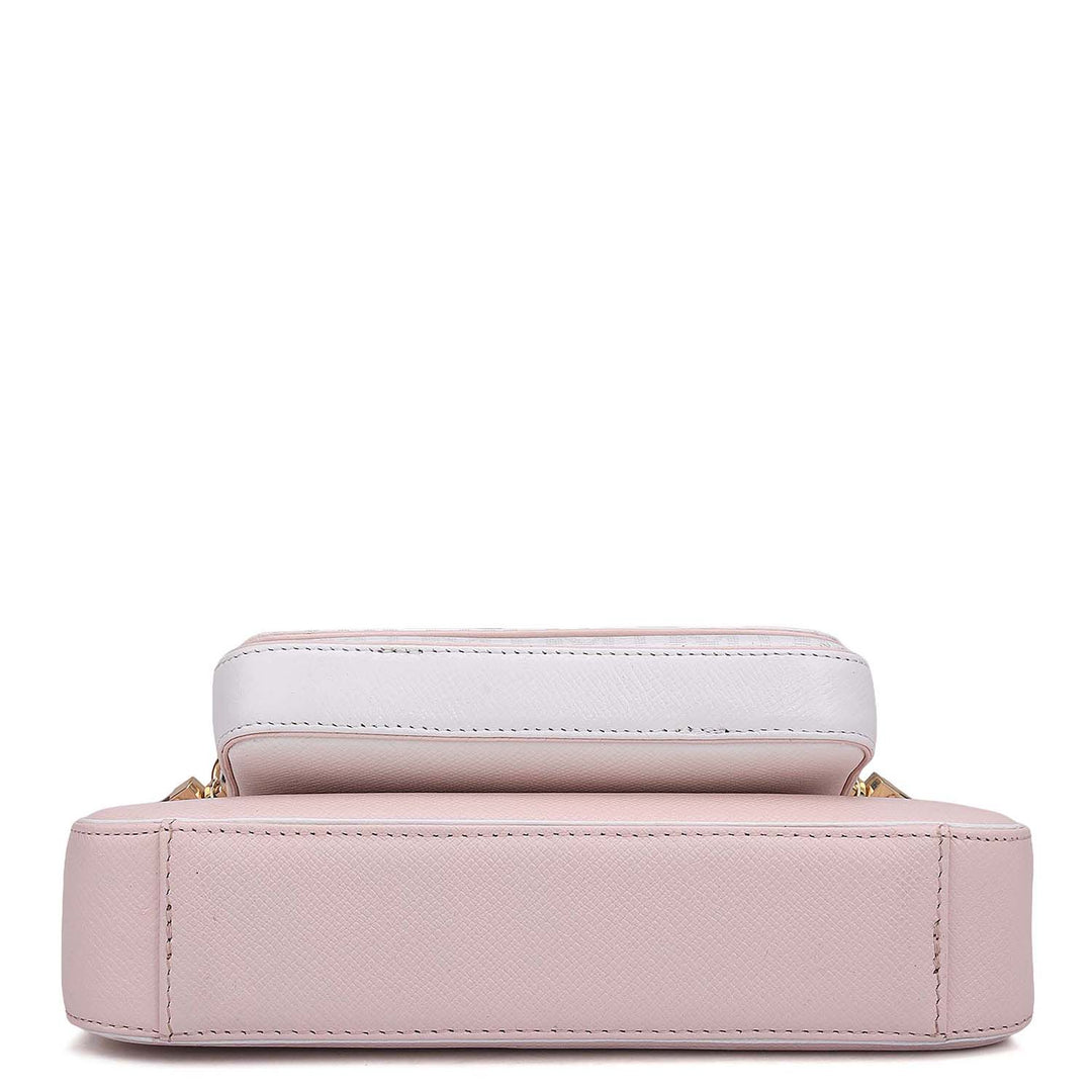 Small Monogram Franzy Leather Sling - Blush & White