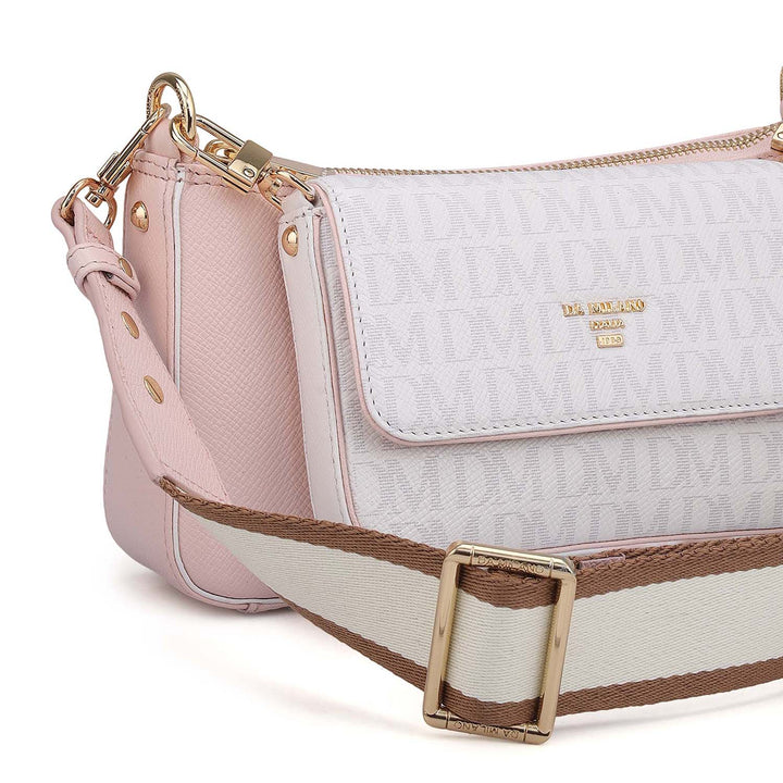 Small Monogram Franzy Leather Sling - Blush & White