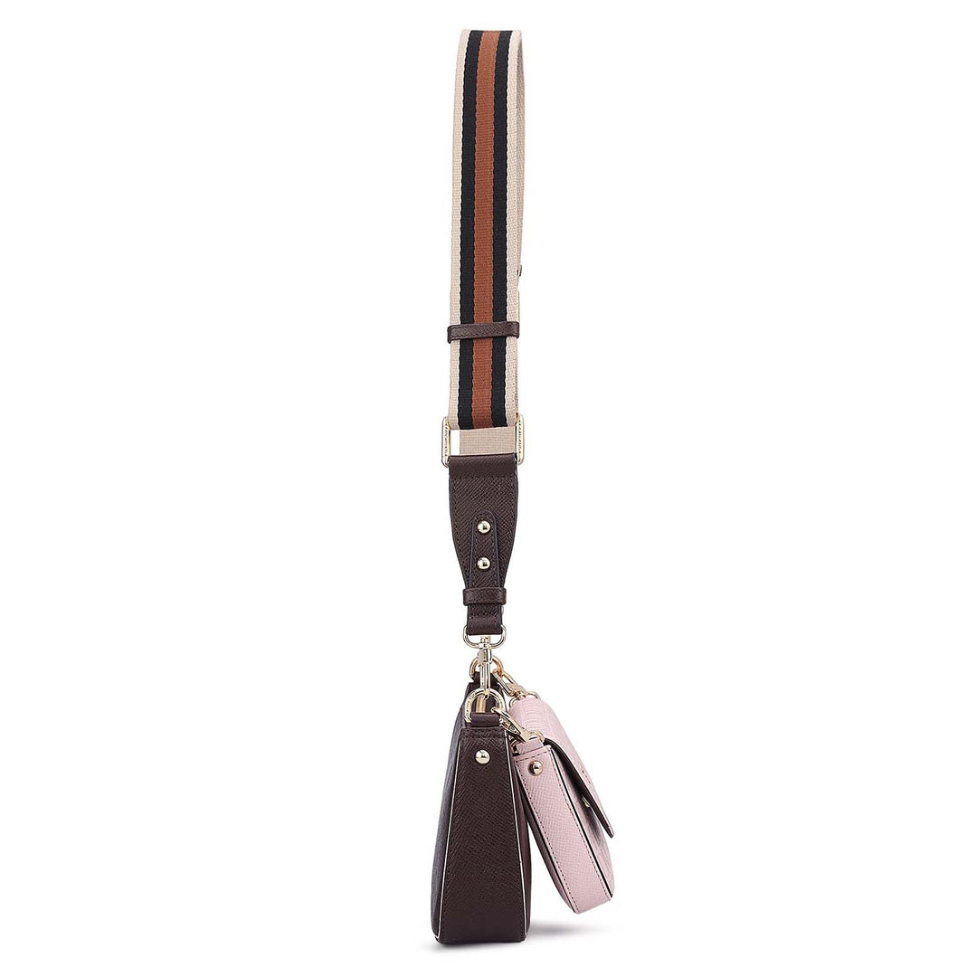 Small Monogram Franzy Leather Sling - Date & Blush