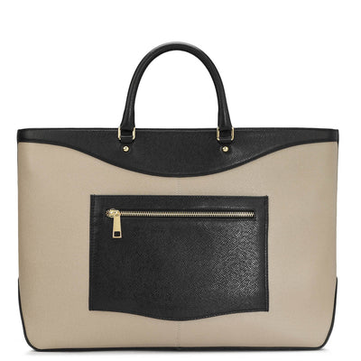 Large Franzy Leather Tote - Chalk & Black