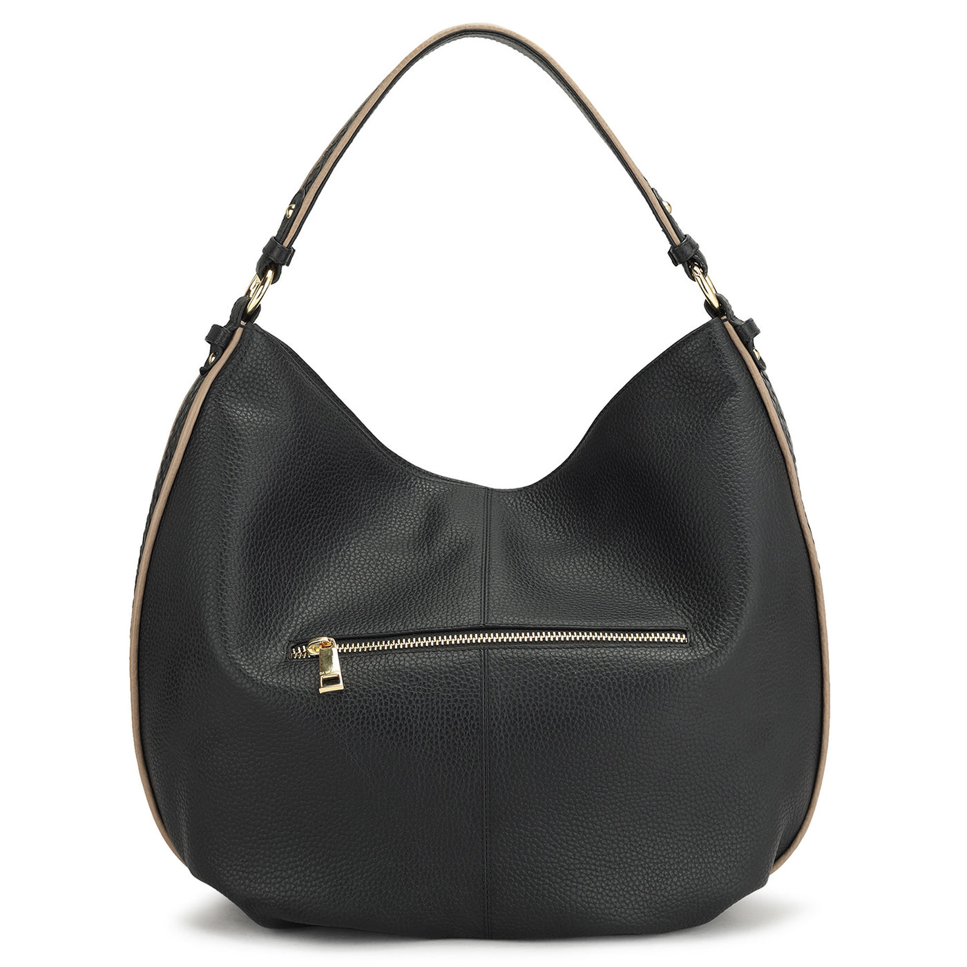 Medium Wax Leather Hobo Bag - Black