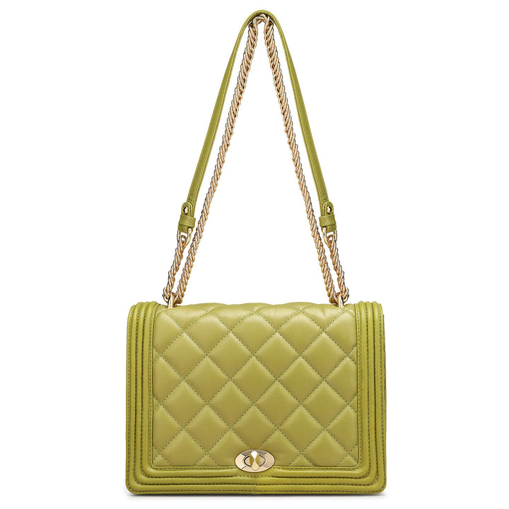 Medium Quilting Leather Shoulder Bag - Olive