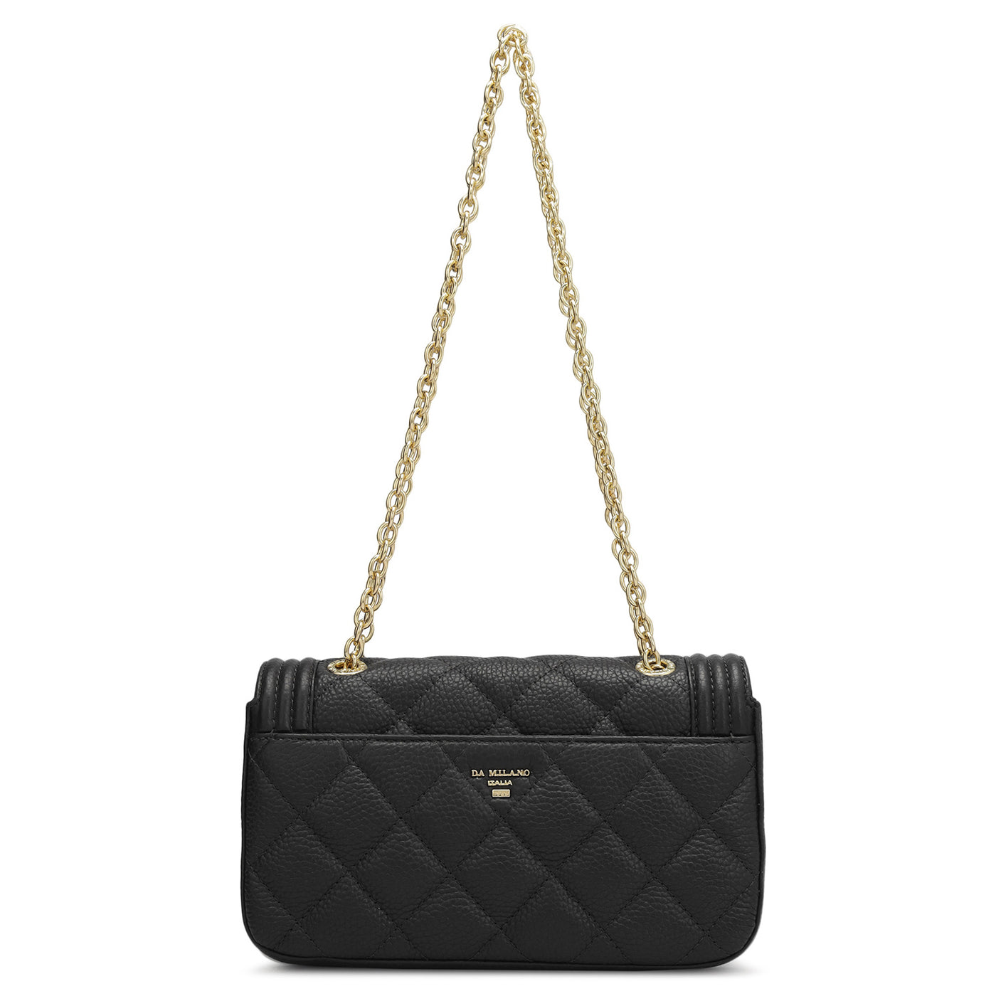 Small Quilting Leather Shoulder Bag - Black