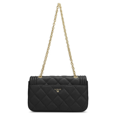 Small Quilting Leather Shoulder Bag - Black