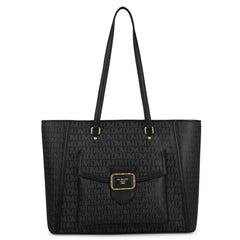 Large Monogram Leather Tote Chocolate Da Milano