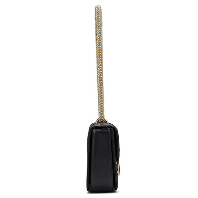 Small Monogram Leather Shoulder Bag - Black