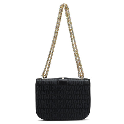Small Monogram Leather Shoulder Bag - Black