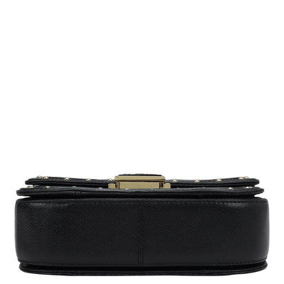 Small Monogram Leather Shoulder Bag - Black