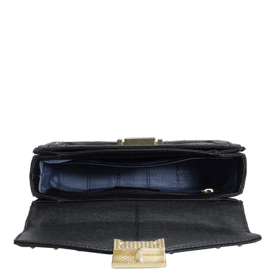 Small Monogram Leather Shoulder Bag - Black