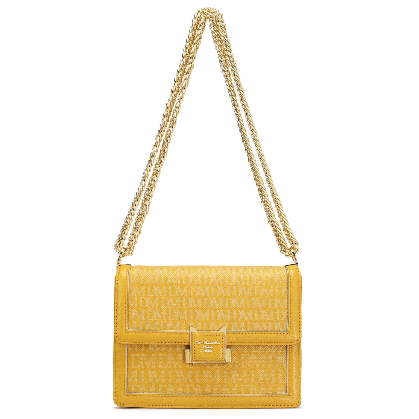 Small Monogram Leather Shoulder Bag - Mustard