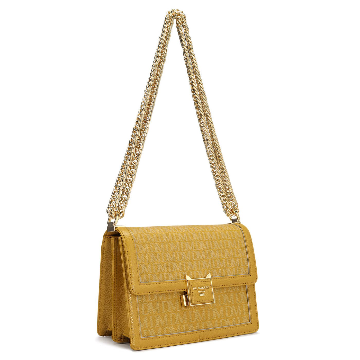 Small Monogram Leather Shoulder Bag - Mustard