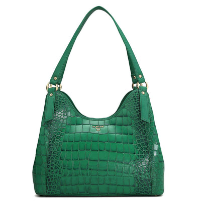 Medium Croco Leather Hobo - Sea Weed