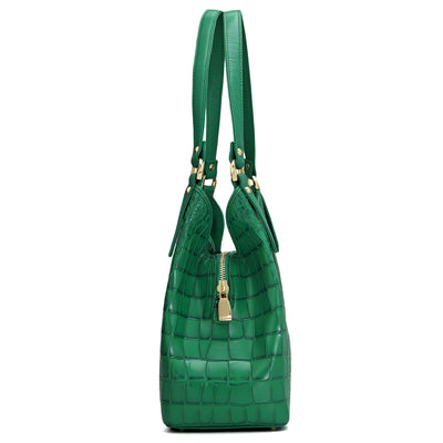 Medium Croco Leather Hobo - Sea Weed