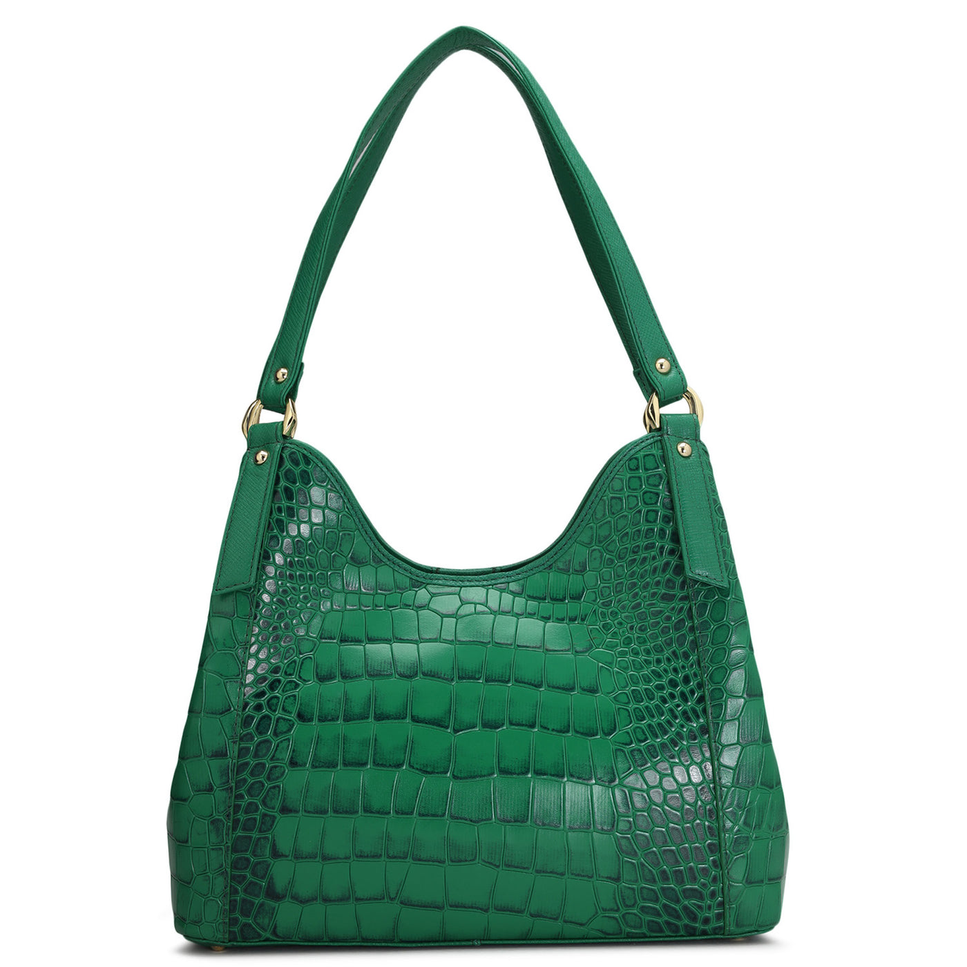 Medium Croco Leather Hobo - Sea Weed