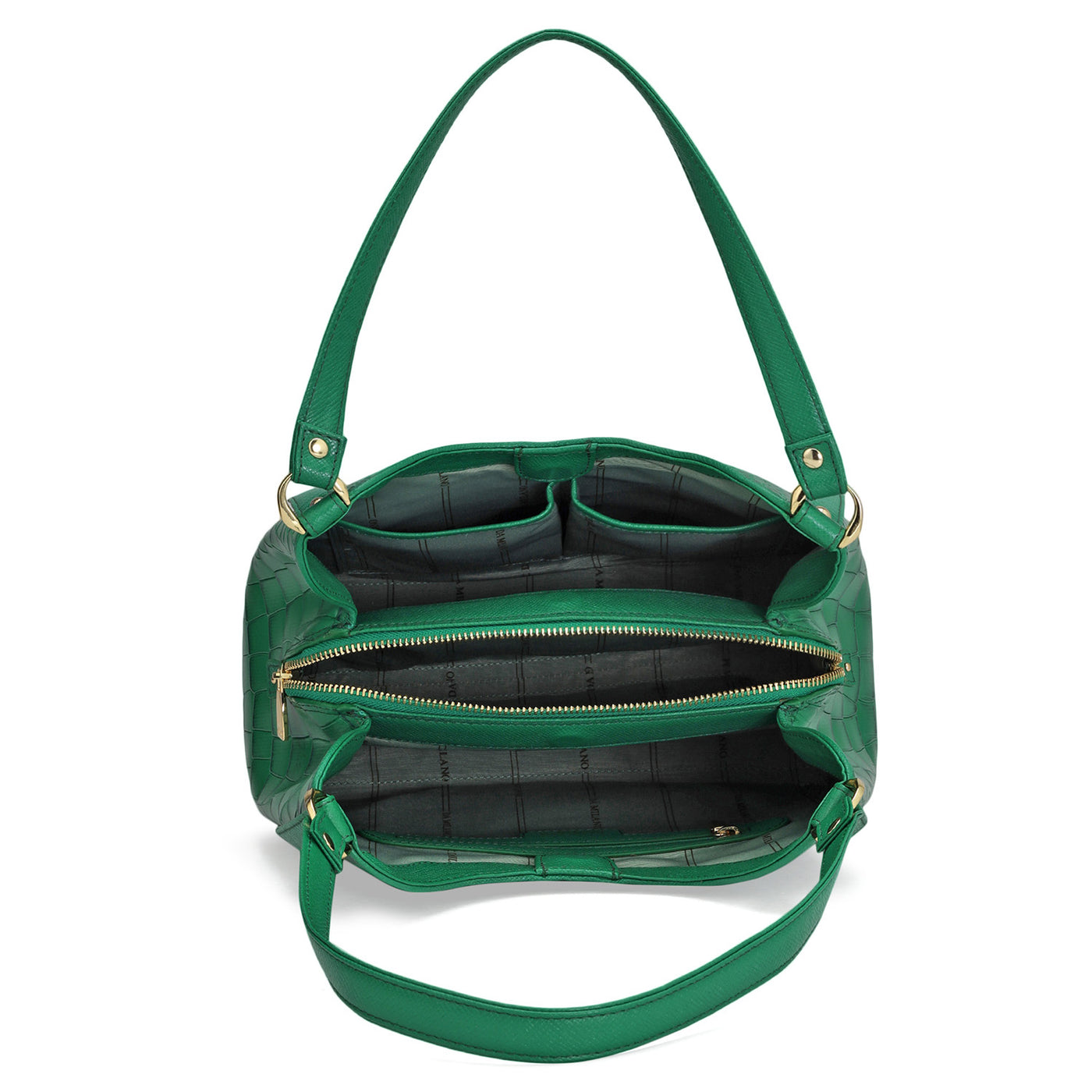 Medium Croco Leather Hobo - Sea Weed