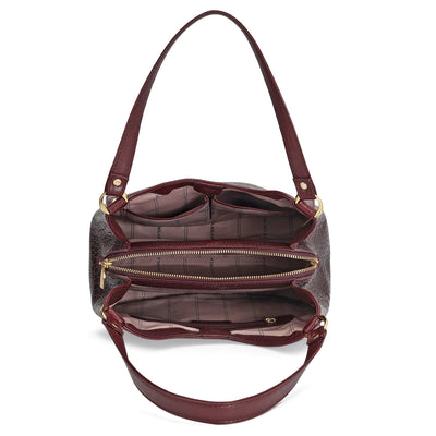 Medium Croco Leather Hobo - Wine