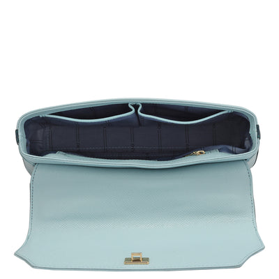 Small Franzy Leather Satchel - Cloud Blue & Octane