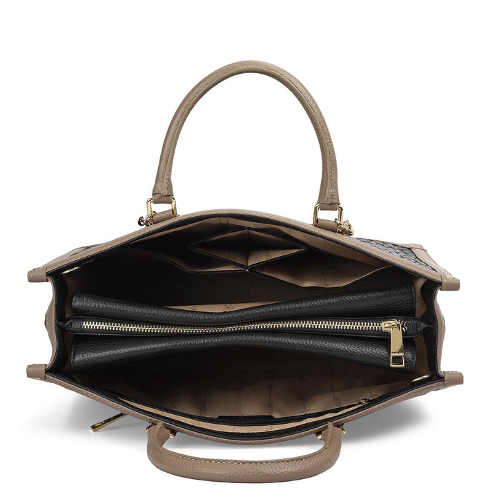 Medium Monogram Leather Book Tote - Black