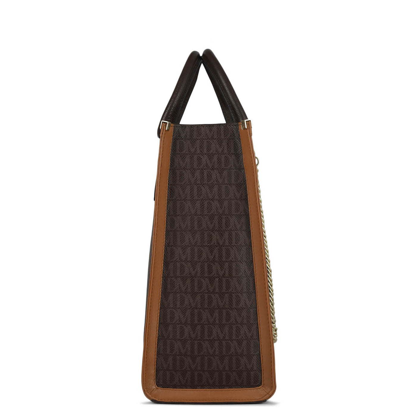 Large Monogram Leather Book Tote - Chocolate