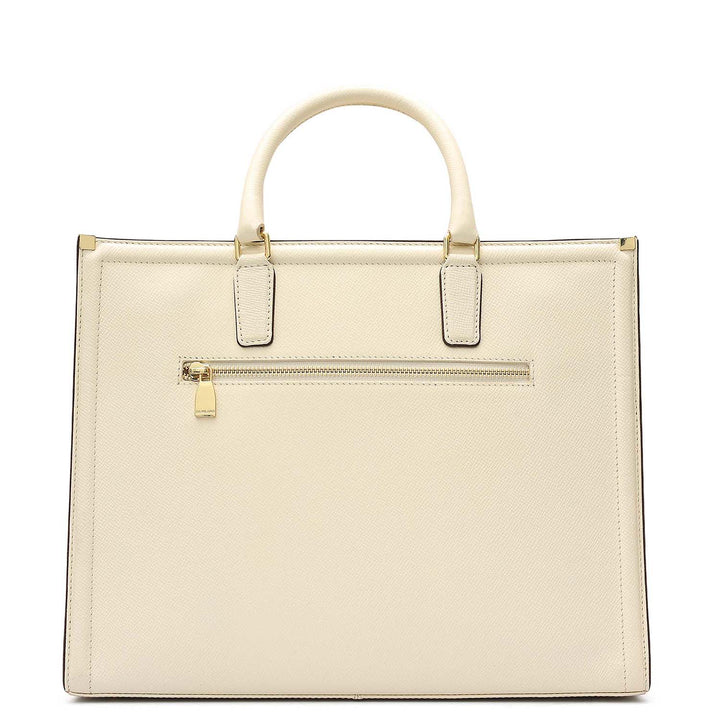 Medium Franzy Leather Book Tote - Marshmallow