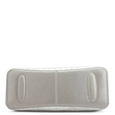 Small Croco Leather Shoulder Bag - Pearl