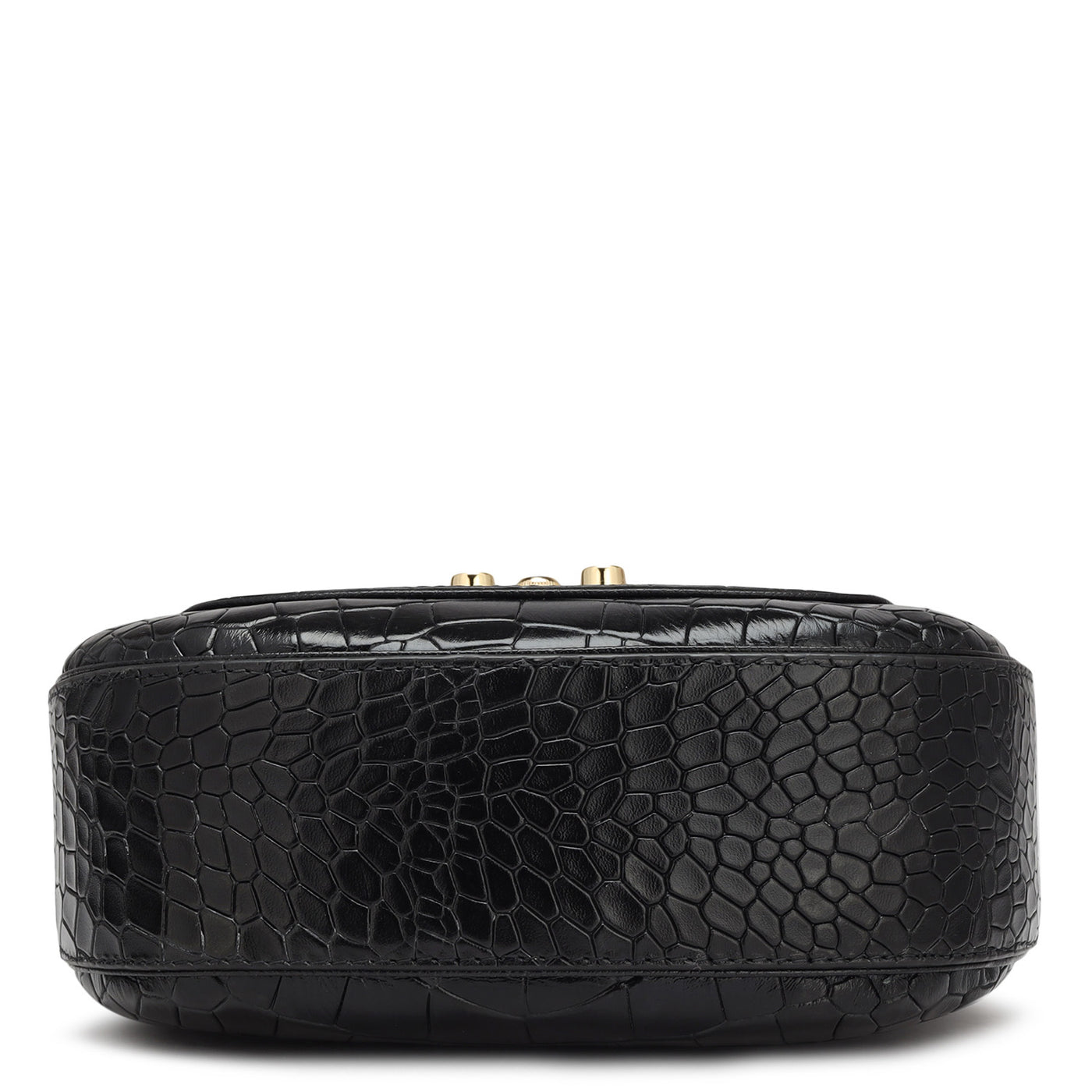 Small Croco Leather Baguette  - Black