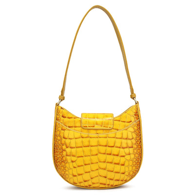 Small Croco Leather Baguette  - Honey