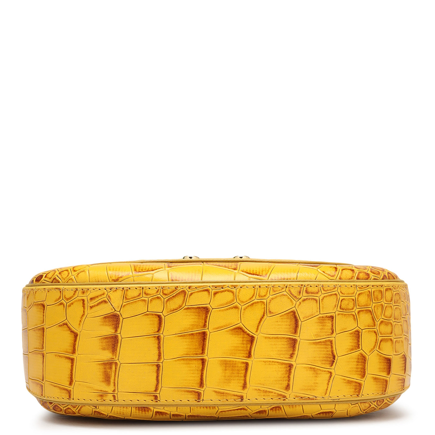 Small Croco Leather Baguette  - Honey