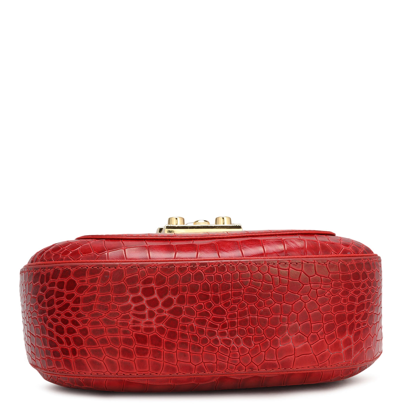 Small Croco Leather Baguette - Tomato