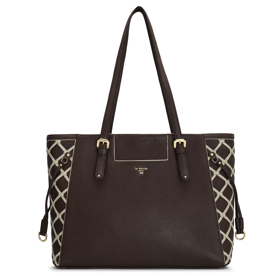 Large Wax Leather Tote - Chocolate