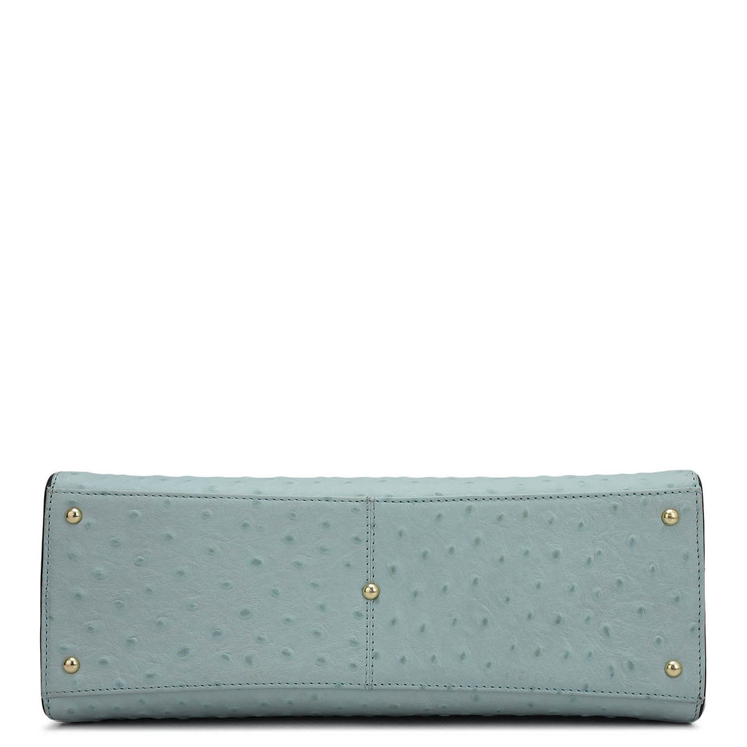 Medium Ostrich Leather Satchel - Ice Blue