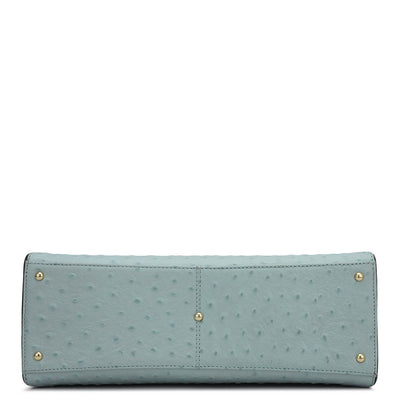 Medium Ostrich Leather Satchel - Ice Blue