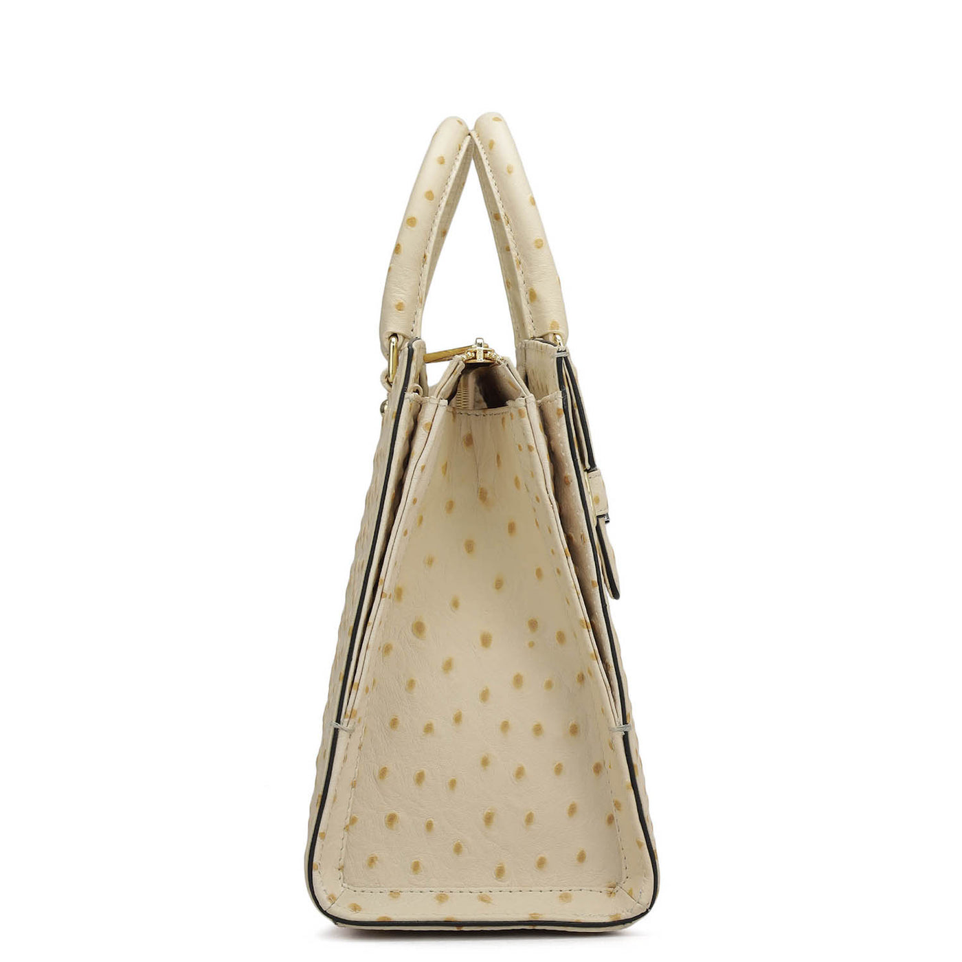 Medium Ostrich Leather Satchel - Vanilla