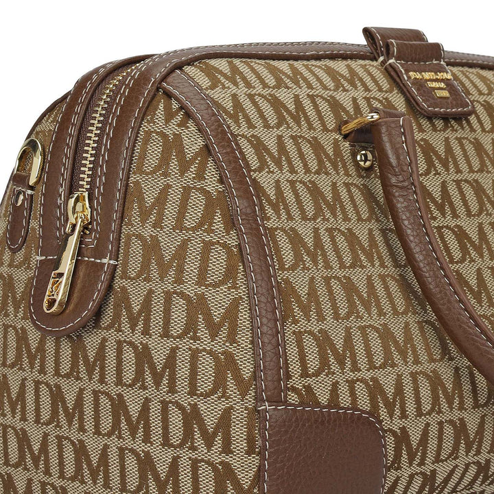 Medium Canvas Wax Leather Bowler - Beige & Espresso
