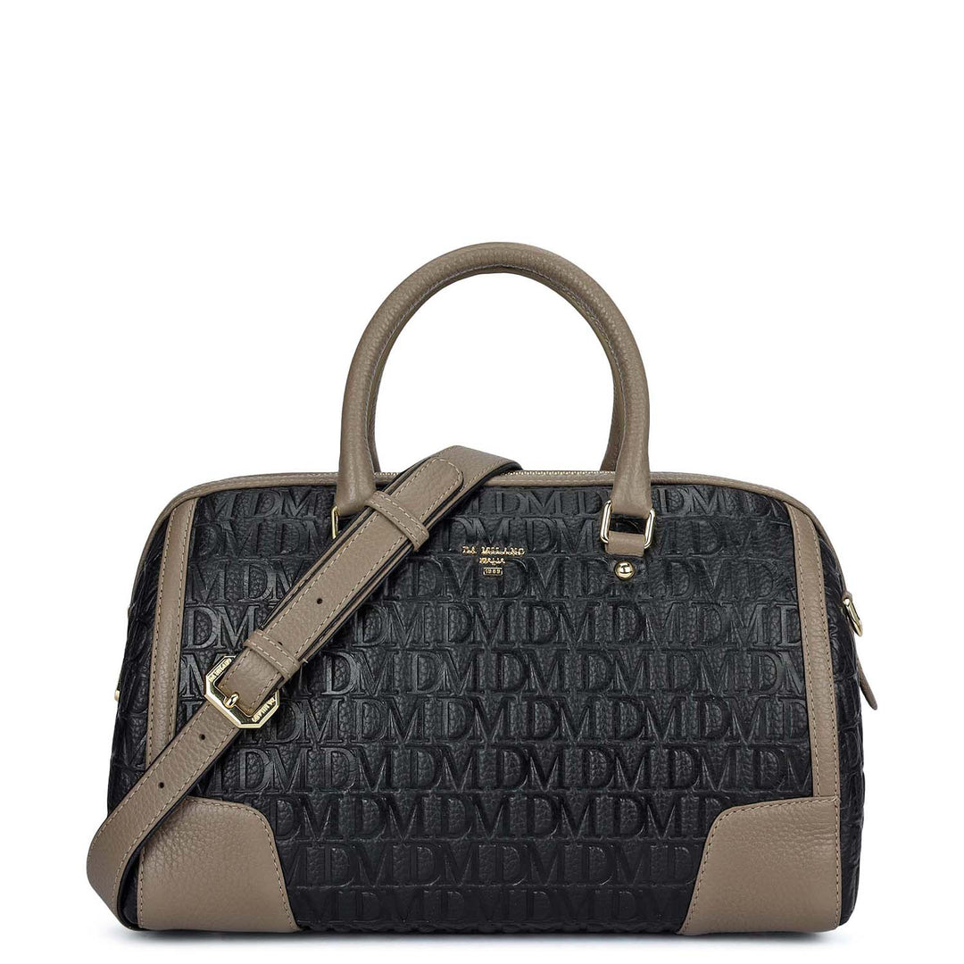 Medium Monogram Leather Bowler - Black