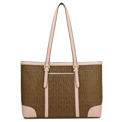 Large Monogram Leather Tote - Moss