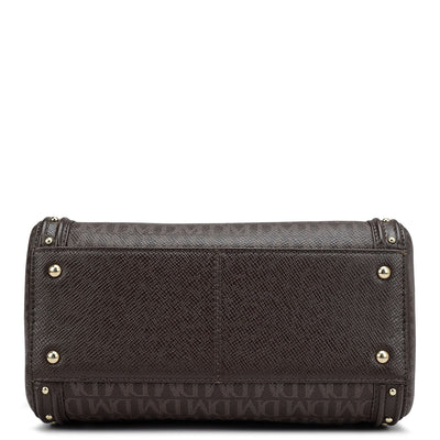 Small Monogram Leather Satchel - Chocolate