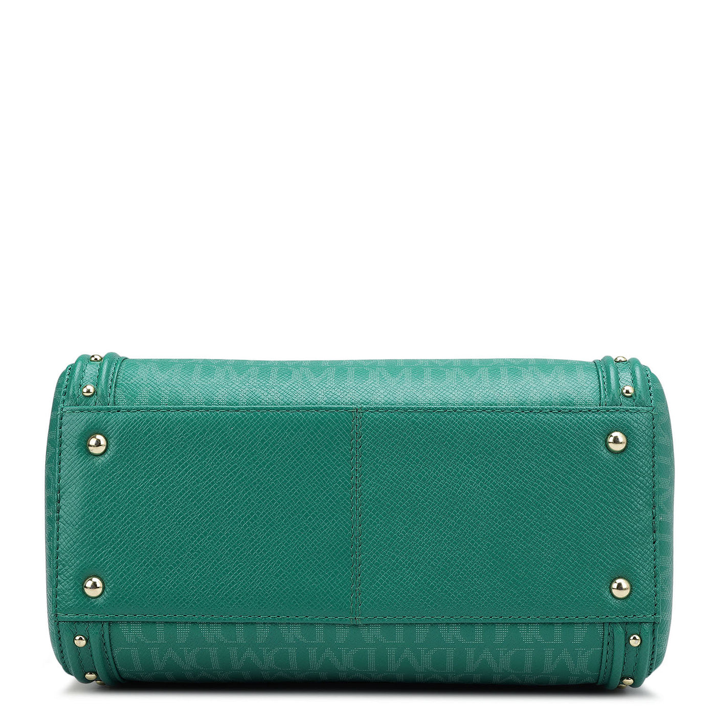 Small Monogram Leather Satchel - Emerald Green