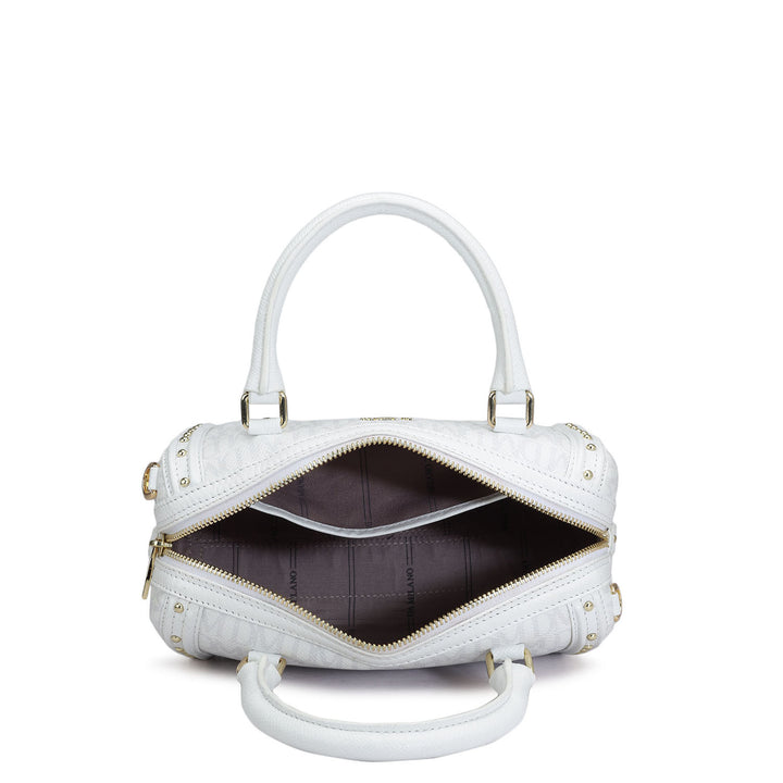 Small Monogram Leather Satchel - White