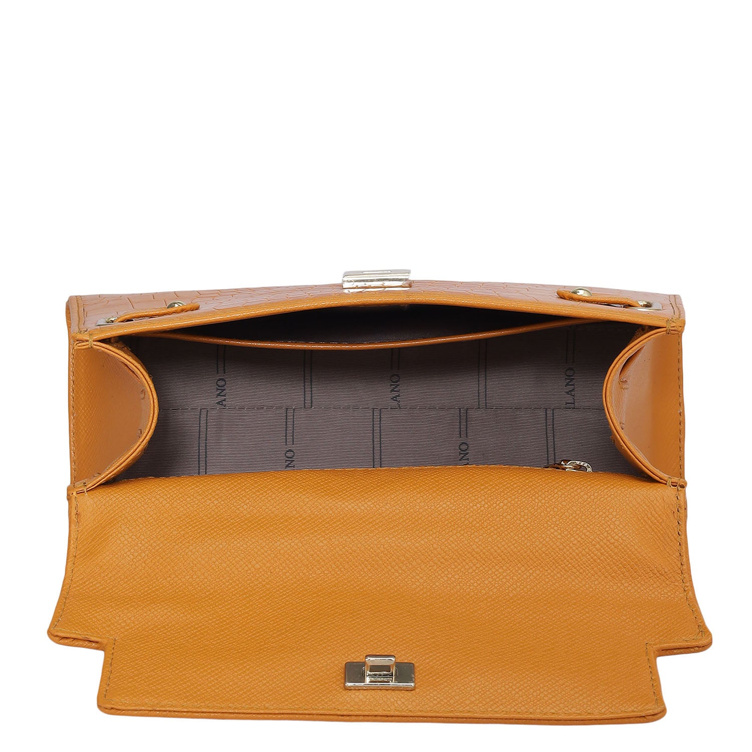 Small Croco Leather Satchel - Flame – Da Milano