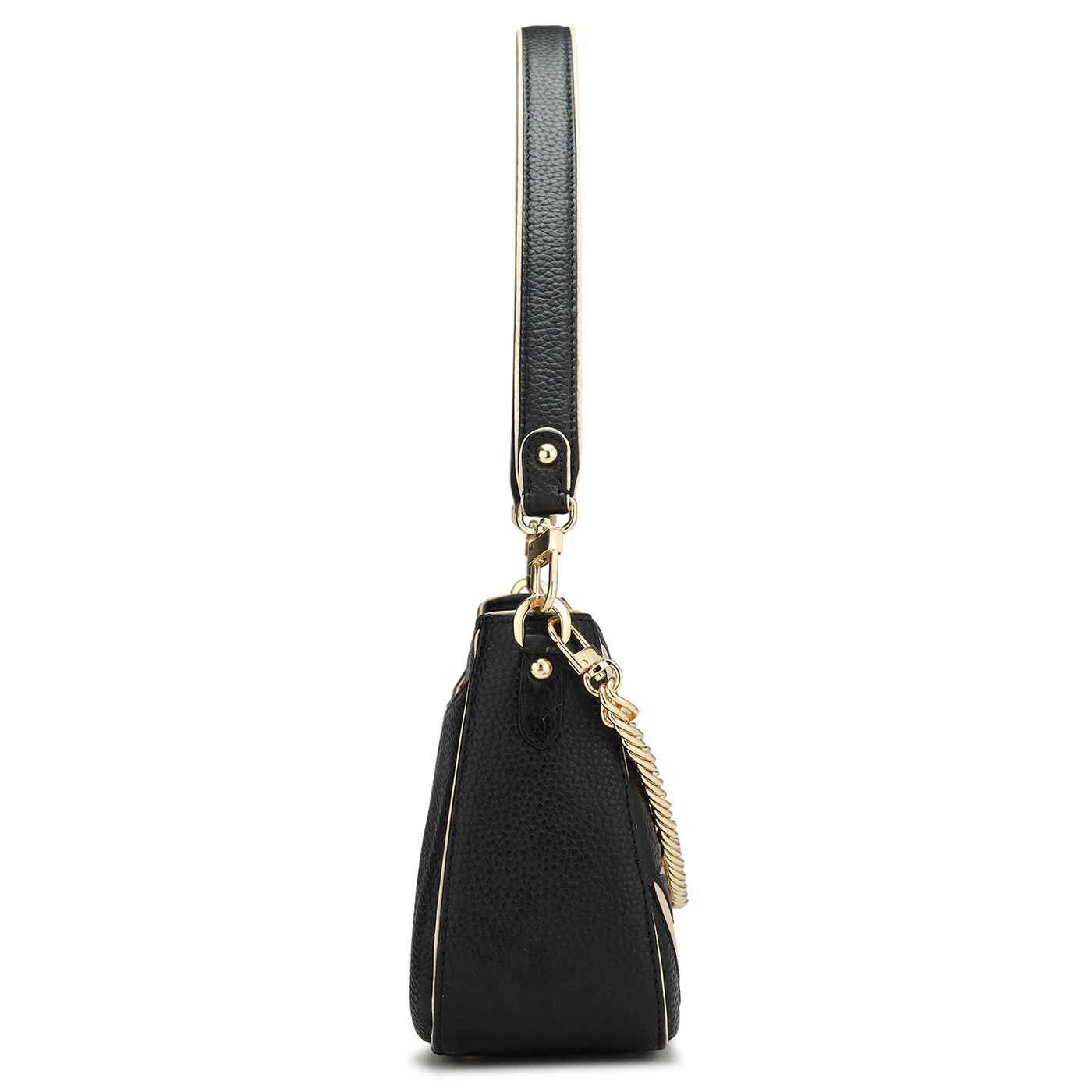 Small Wax Leather Baguette  - Black & White
