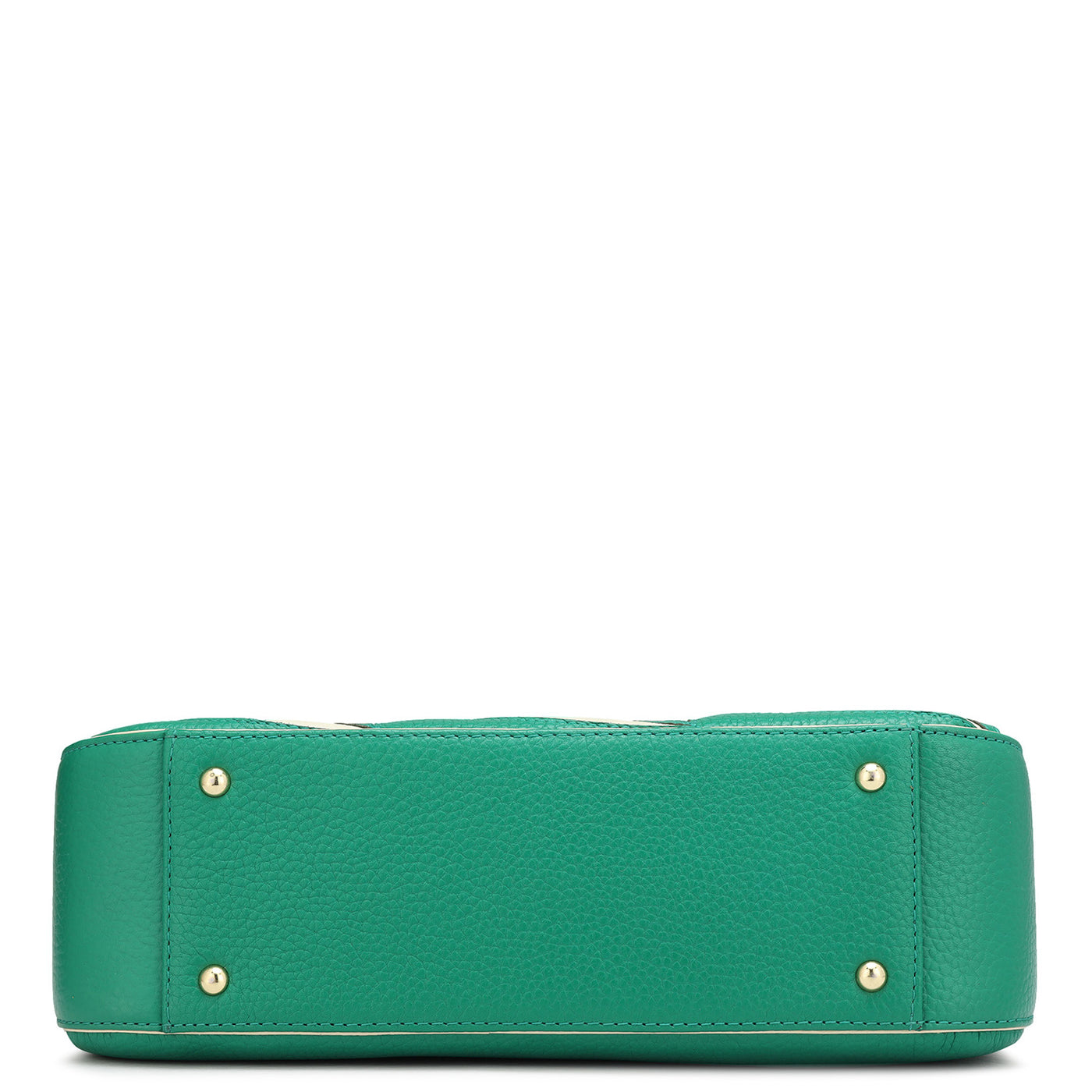 Small Wax Leather Baguette  - Green & Beige
