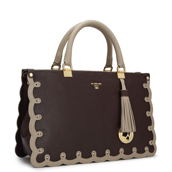 Small Franzy Leather Satchel - Chocolate