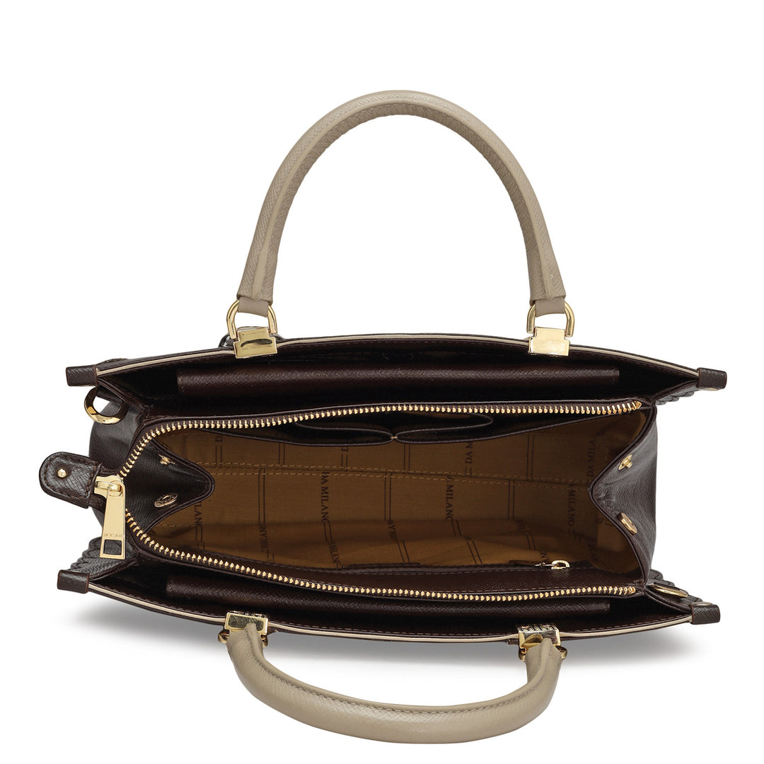 Small Franzy Leather Satchel - Chocolate