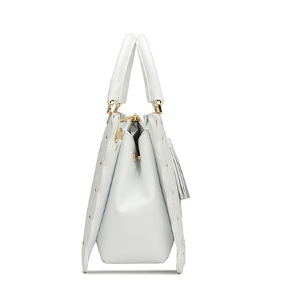 Small Franzy Leather Satchel - White