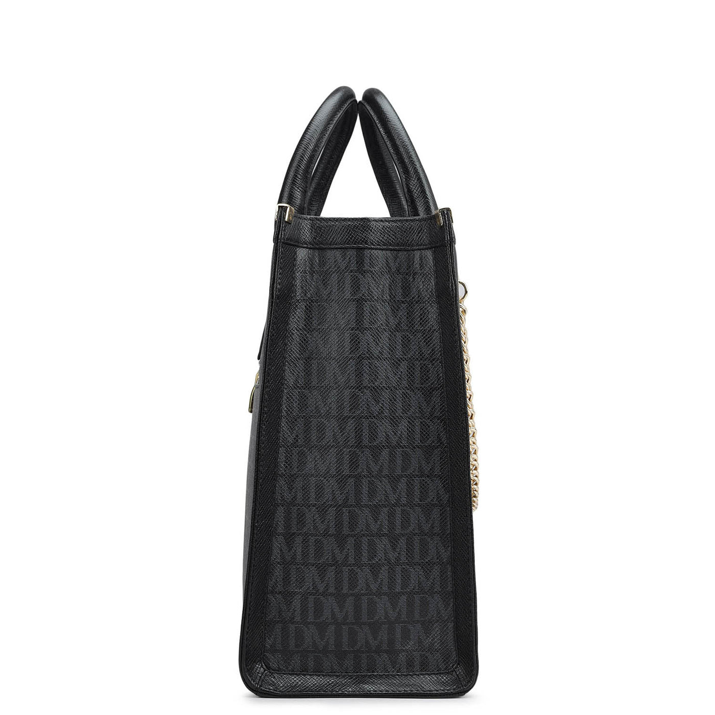 Large Monogram Leather Book Tote - Black