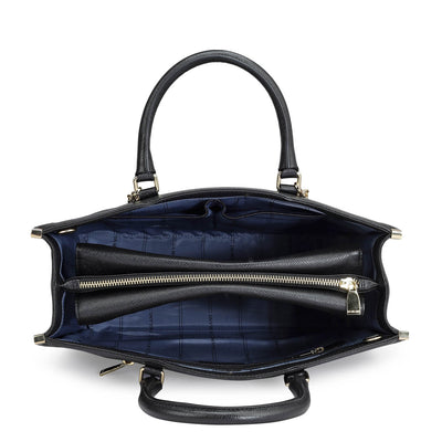 Large Monogram Leather Book Tote - Black
