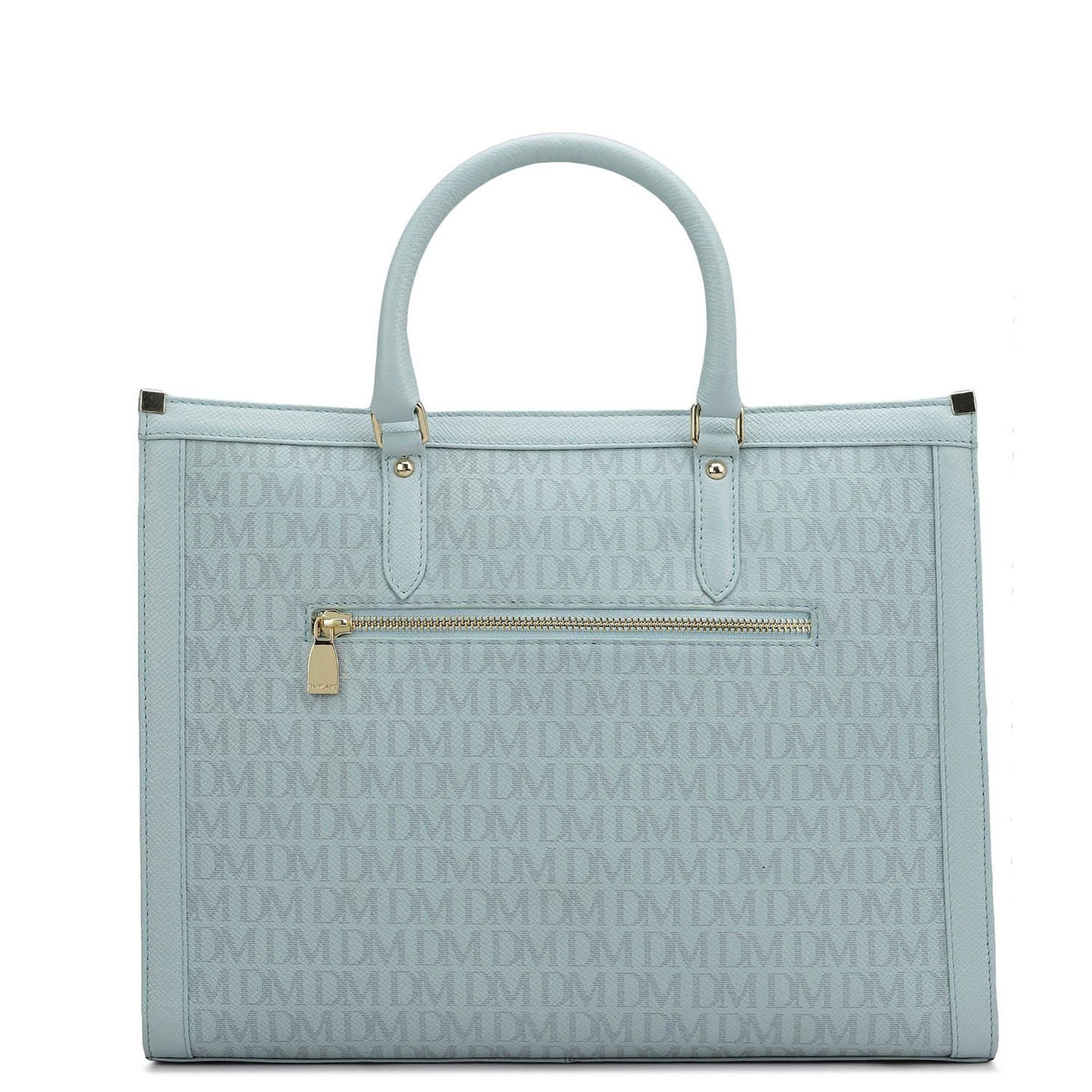 Large Monogram Leather Book Tote - Cloud Blue