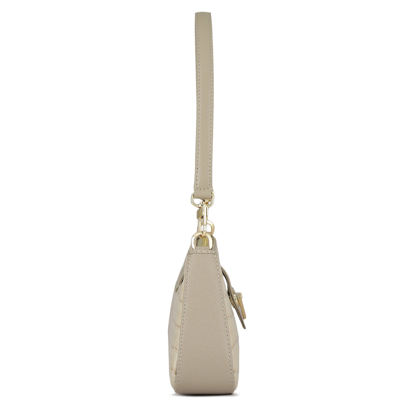 Small Croco Leather Baguette - Frost