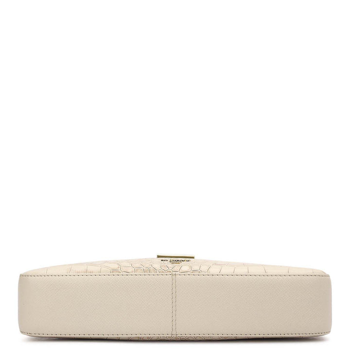 Small Croco Leather Baguette - Marshmallow
